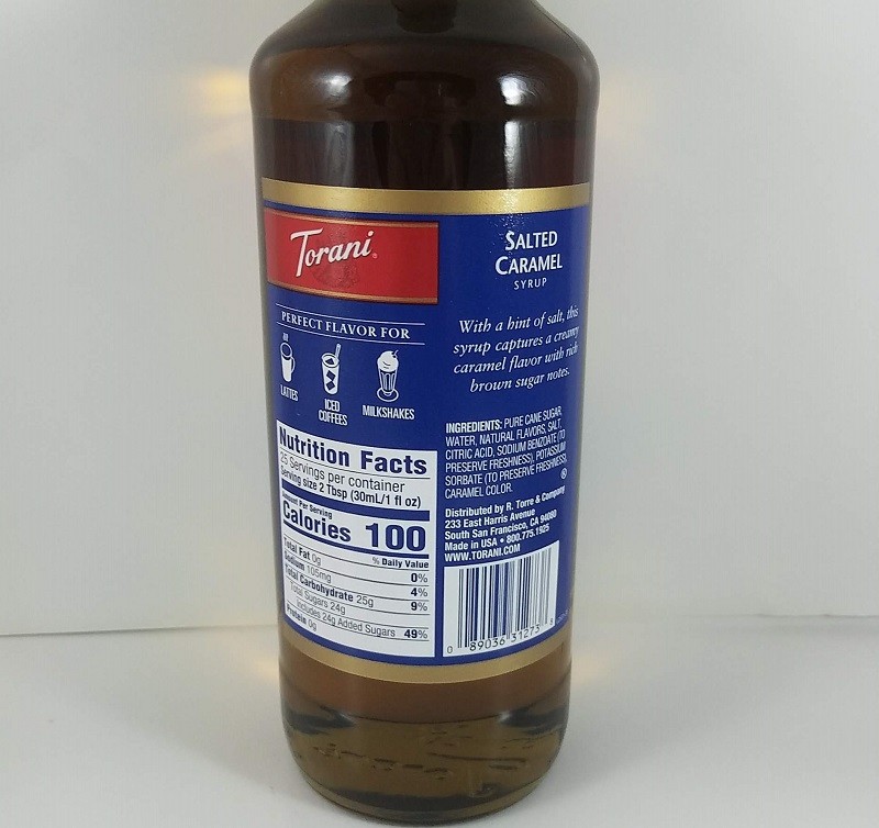 Salted Caramel Flavored 750ml ingredients / Torani Syrup